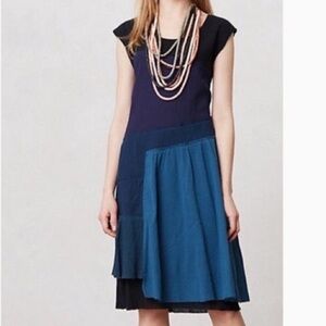 Anthropologie Sir Sir by Correll Correll Blue Cotton Gauze Layered Dress Size S
